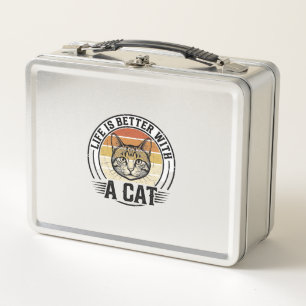 Das Leben ist besser mit einer Katze Vintage-Katze Metall Brotdose
