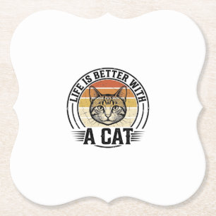 Das Leben ist besser mit einer Katze Vintage-Katze Untersetzer