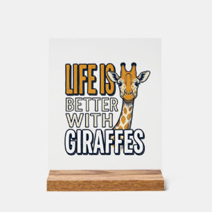 Das Leben ist besser mit Giraffen Vintage-Shirt-De Acrylschild