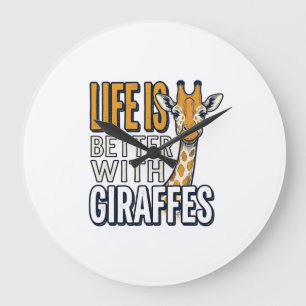 Das Leben ist besser mit Giraffen Vintage-Shirt-De Große Wanduhr