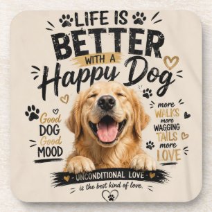 Das Leben ist besser mit glücklichen Hunden Design Getränkeuntersetzer