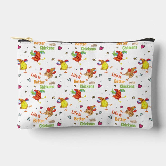 Das Leben ist besser mit Hühnern Zubehörtasche (Vorderseite)