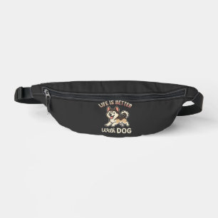 Das Leben ist besser mit Hund Cartoon Bauchtasche