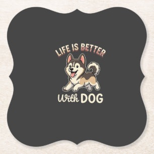 Das Leben ist besser mit Hund Cartoon Untersetzer
