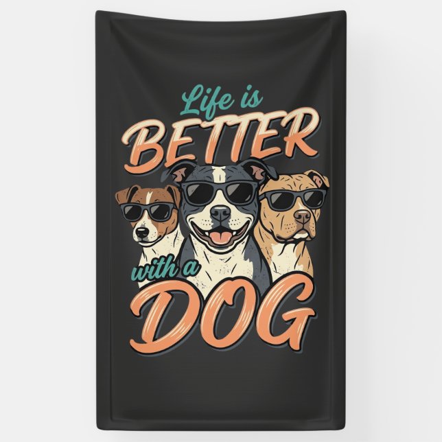 Das Leben ist besser mit Hund Vektor Banner (Vertikal)