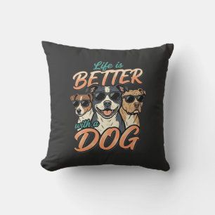 Das Leben ist besser mit Hund Vektor Kissen