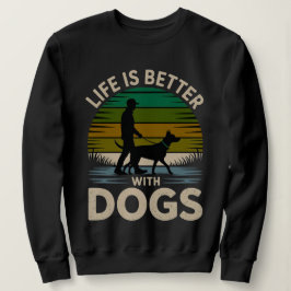 Das Leben ist besser mit Hunden Damen Retro-Sonnen Sweatshirt