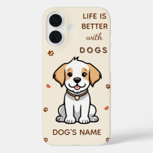 Das Leben ist besser mit Hunden - iPhone-Fall für  iPhone 16 Hülle