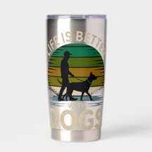 Das Leben ist besser mit Hunden Retro-Sonnenunterg