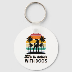 Das Leben ist besser mit Hunden Retro Sunset Mann Schlüsselanhänger