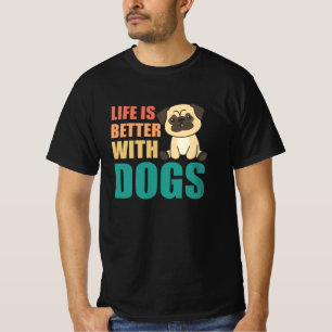 Das Leben ist besser mit Hunden süßen Mops grün T-Shirt