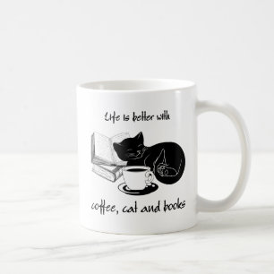 DAS LEBEN IST BESSER MIT KAFFEE UND BÜCHERN KAFFEETASSE
