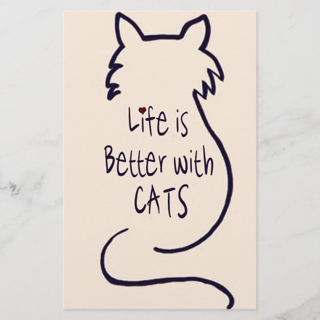 Das Leben ist besser mit Katzen Briefpapier (Vorderseite)