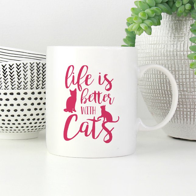 Das Leben ist besser mit Katzen | Cat Lover Kaffeetasse (Von Creator hochgeladen)