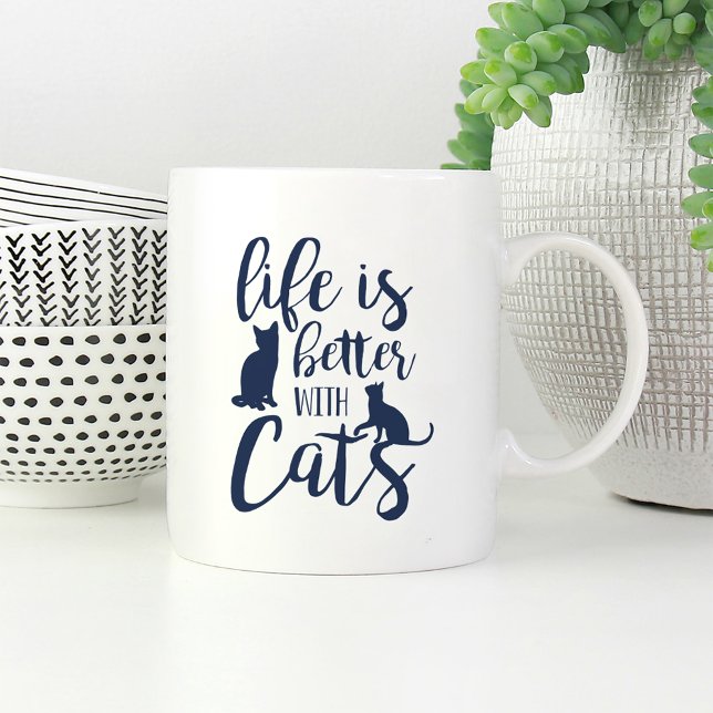 Das Leben ist besser mit Katzen | Cat Lover Kaffeetasse (Von Creator hochgeladen)