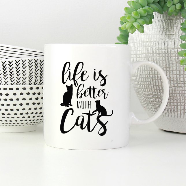 Das Leben ist besser mit Katzen | Cat Lover Kaffeetasse (Von Creator hochgeladen)