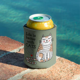 Das Leben ist besser mit Katzen Doodle Dosenkühler