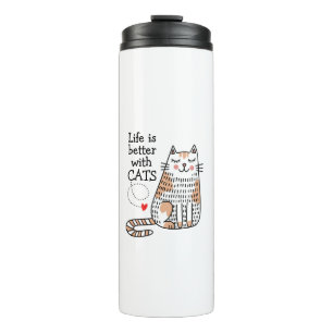 Das Leben ist besser mit Katzen Doodle Thermosbecher