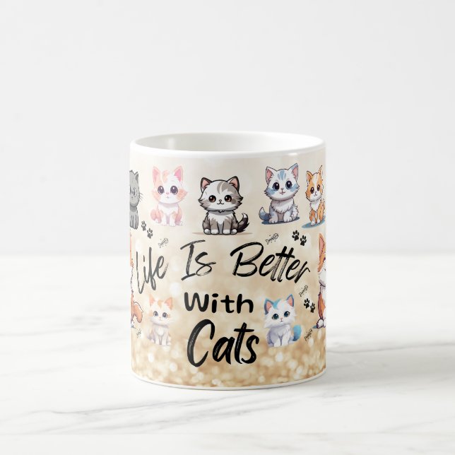 Das Leben ist besser mit Katzen Kaffeetasse (Mittel)