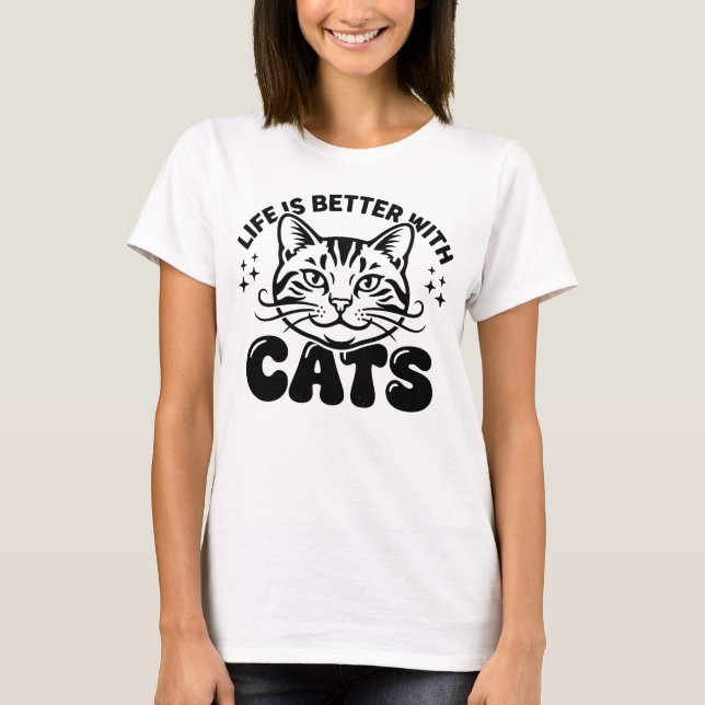 Das Leben ist besser mit Katzen Moderner minimalis T-Shirt (Vorderseite)