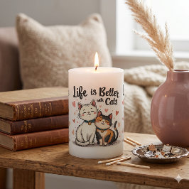 Das Leben ist besser mit Katzen Niedliche Katzenäs Stumpenkerze