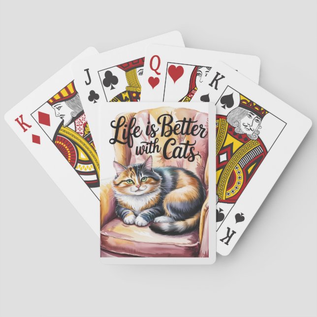 "Das Leben ist besser mit Katzen. Spielkarten (Rückseite)