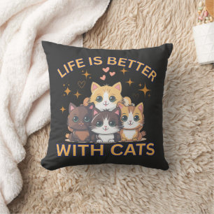 Das Leben ist besser mit Katzen Süße Kätzchen Wurf Kissen