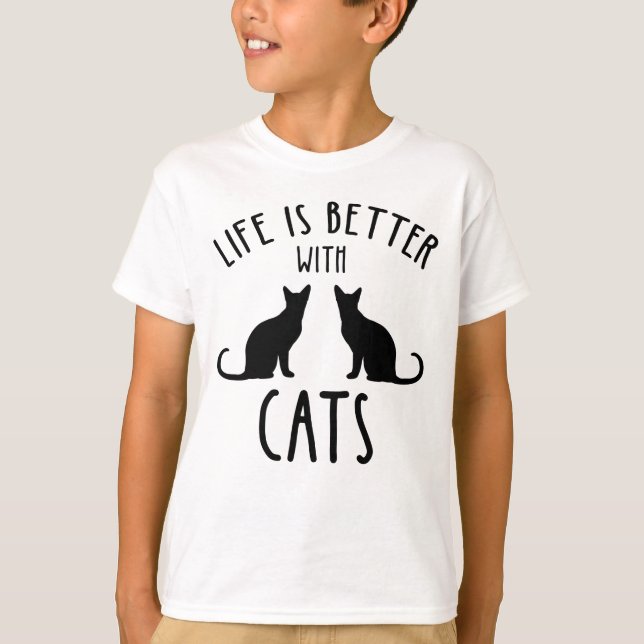 Das Leben ist besser mit Katzen T-Shirt (Vorderseite)