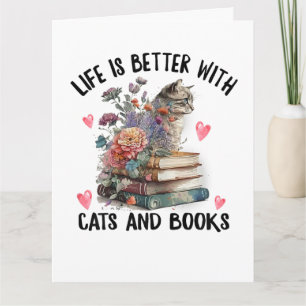 Das Leben ist besser mit Katzen und Büchern Lustig Dankeskarte