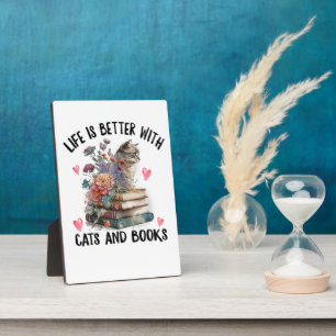 Das Leben ist besser mit Katzen und Büchern Lustig Fotoplatte