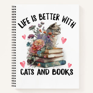 Das Leben ist besser mit Katzen und Büchern Lustig Notizbuch