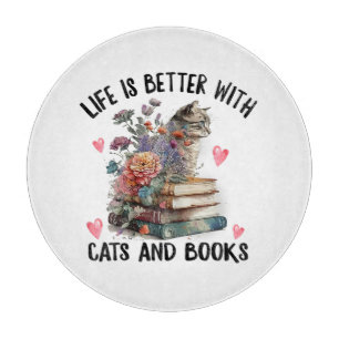 Das Leben ist besser mit Katzen und Büchern Lustig Schneidebrett