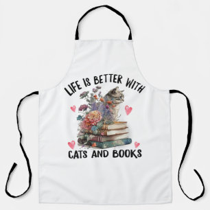 Das Leben ist besser mit Katzen und Büchern Lustig Schürze