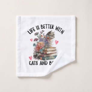 Das Leben ist besser mit Katzen und Büchern Lustig Waschlappen