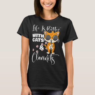 Das Leben ist besser mit Katzen und Klarinetten Ki T-Shirt