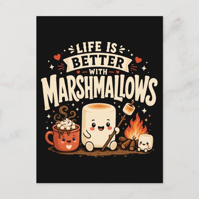 Das Leben ist besser mit Marshmallows Postkarte (Vorderseite)