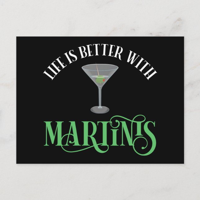 Das Leben ist besser mit Martinis Postkarte (Vorderseite)