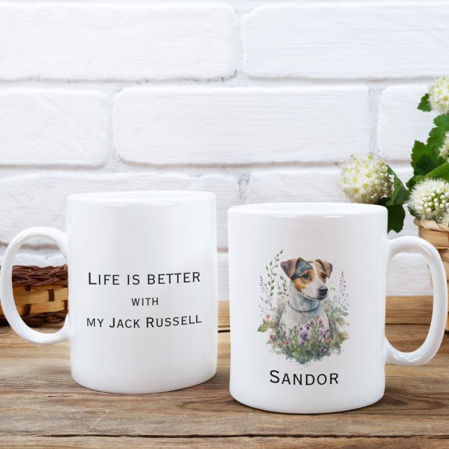 Das Leben ist besser mit meinem Jack Russell Aquar Kaffeetasse (Von Creator hochgeladen)