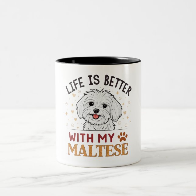 Das Leben ist besser mit meinem Malteser, Hund Lov Zweifarbige Tasse (Mittel)