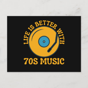Das Leben ist besser mit Musik der 70er Siebziger Postkarte