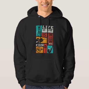 Das Leben ist besser mit Musik Retro Musik Männer  Hoodie