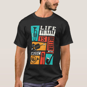 Das Leben ist besser mit Musik Retro Musik Männer T-Shirt