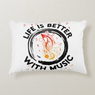 Das Leben ist besser mit Musiknoten Musician Music Dekokissen