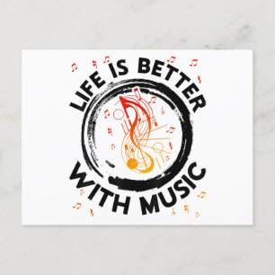 Das Leben ist besser mit Musiknoten Musician Music Feiertagspostkarte