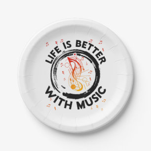 Das Leben ist besser mit Musiknoten Musician Music Pappteller