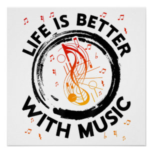 Das Leben ist besser mit Musiknoten Musician Music Poster