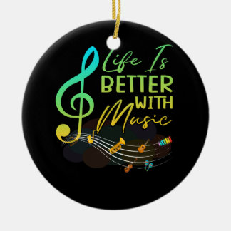Das Leben ist besser mit Musiktheorie Musikerlehre Keramik Ornament