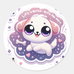 Das Leben ist besser mit Paw Kawaii Aufkleber für