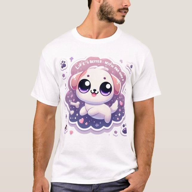 Das Leben ist besser mit Paw Kawaii Puppy Pet Love T-Shirt (Vorderseite)