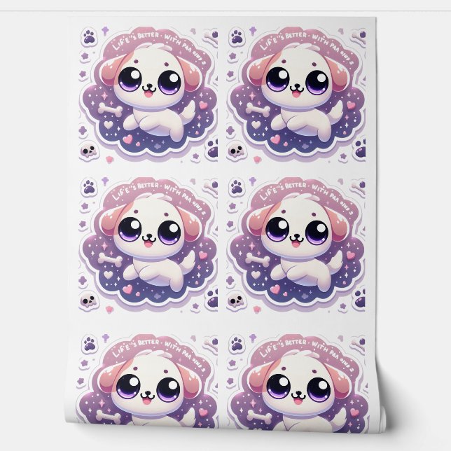 Das Leben ist besser mit Paw Kawaii Puppy Pet Love Tapete (Abrollen)